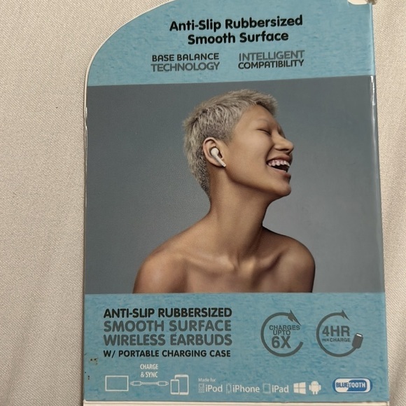 Z Tech Anti-Slip Rubbersized Wireless Earbuds W/Portable Charging Case New - Picture 3 of 7